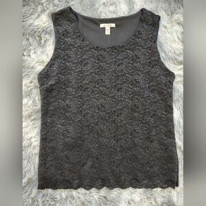 *Like New* JM Collection Women's Medium Black Lace Lined Sleeveless Blouse